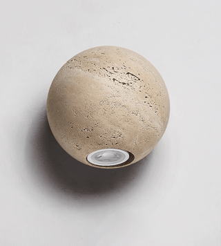Travertine Globe Wall Sconce-Neutral Decor