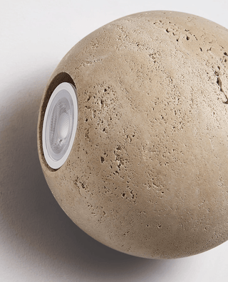Travertine Globe Wall Sconce-Neutral Decor