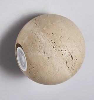 Travertine Globe Wall Sconce-Neutral Decor