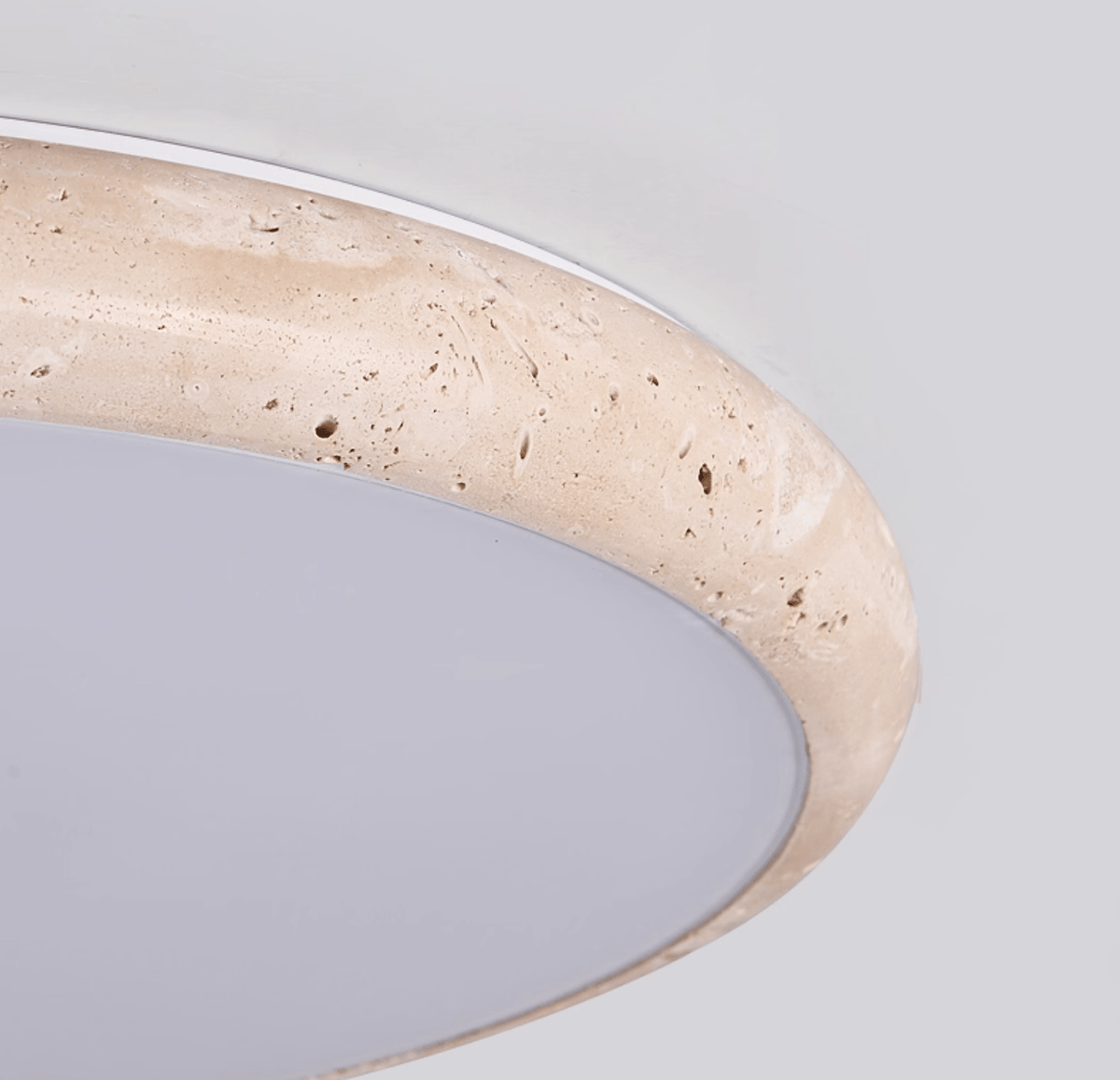 Textured Travertine Disk Ceiling Light-Neutral Decor