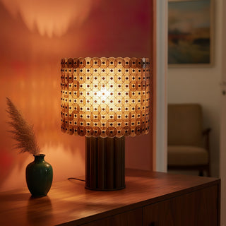 Mica Disc Lattice Table Lamp-Neutral Decor