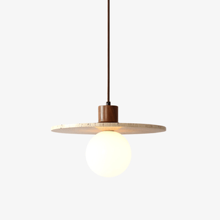 Travertine Disk Globe Pendant Light-Neutral Decor