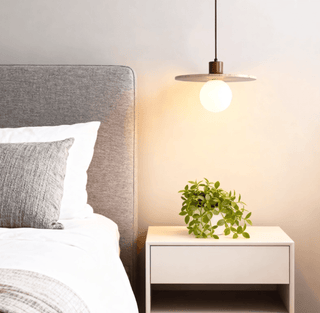 Travertine Disk Globe Pendant Light-Neutral Decor