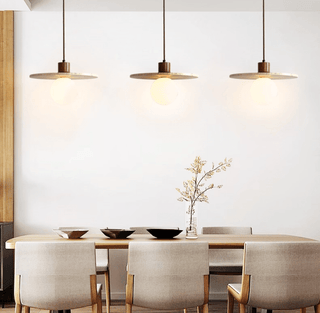 Travertine Disk Globe Pendant Light-Neutral Decor