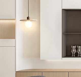 Travertine Disk Globe Pendant Light-Neutral Decor