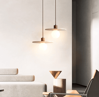 Travertine Disk Globe Pendant Light-Neutral Decor