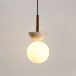 Travertine Half Duo Pendant Light-Neutral Decor