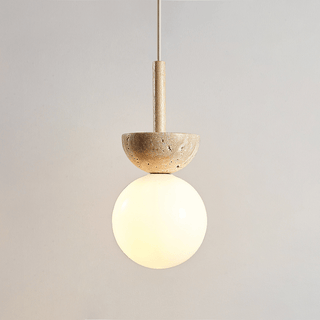 Travertine Half Duo Pendant Light-Neutral Decor