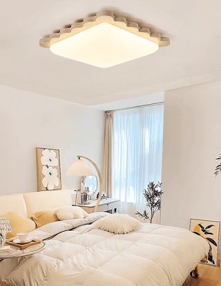 Travertine Scallop Edge Ceiling Light-Neutral Decor