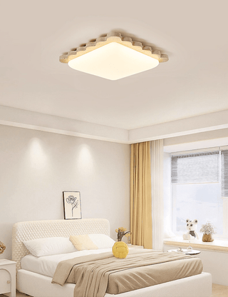Travertine Scallop Edge Ceiling Light-Neutral Decor