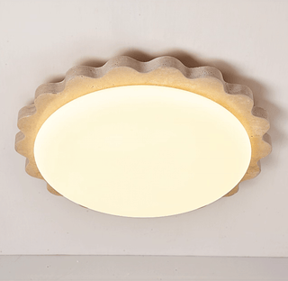 Travertine Scallop Edge Ceiling Light-Neutral Decor