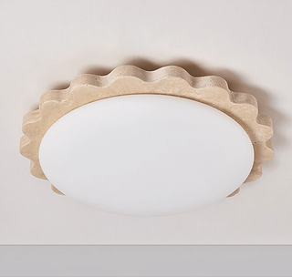 Travertine Scallop Edge Ceiling Light-Neutral Decor