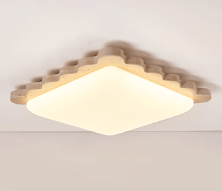 Travertine Scallop Edge Ceiling Light-Neutral Decor