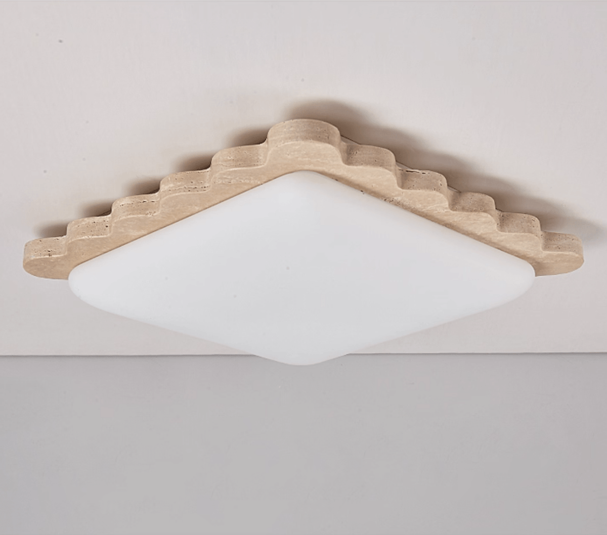 Travertine Scallop Edge Ceiling Light-Neutral Decor