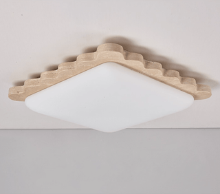 Travertine Scallop Edge Ceiling Light-Neutral Decor