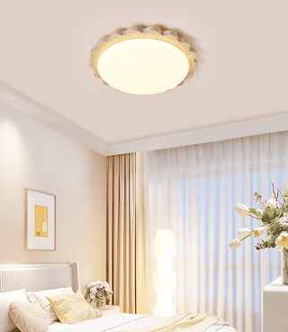 Travertine Scallop Edge Ceiling Light-Neutral Decor