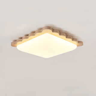 Travertine Scallop Edge Ceiling Light-Neutral Decor
