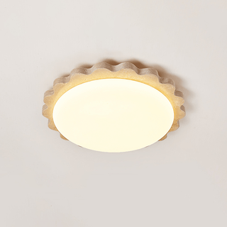 Travertine Scallop Edge Ceiling Light-Neutral Decor
