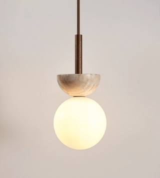 Travertine Half Duo Pendant Light-Neutral Decor