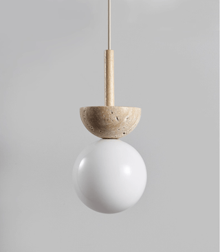 Travertine Half Duo Pendant Light-Neutral Decor