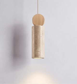 Travertine Cylinder Disc Pendant Light-Neutral Decor