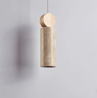 Travertine Cylinder Disc Pendant Light-Neutral Decor