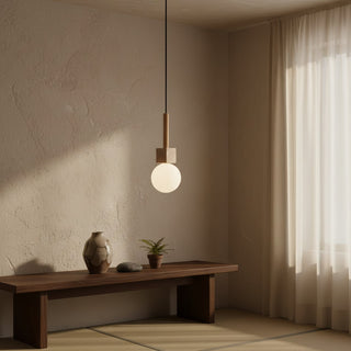 Travertine Cube Globe Pendant Light-Neutral Decor