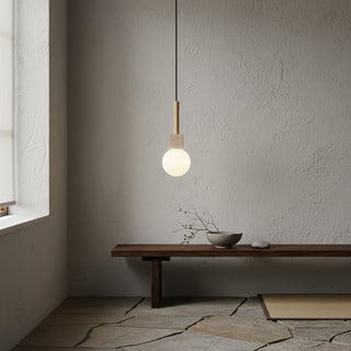 Travertine Cube Globe Pendant Light-Neutral Decor