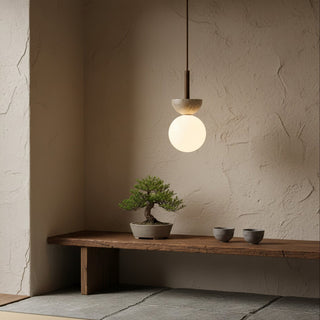 Travertine Half Duo Pendant Light-Neutral Decor