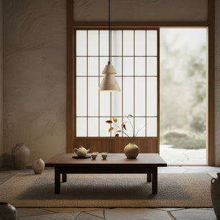Tiered Travertine Cone Pendant Light-Neutral Decor