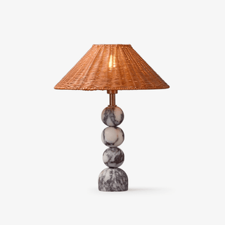 Marble Orb Rattan Table Lamp-Neutral Decor