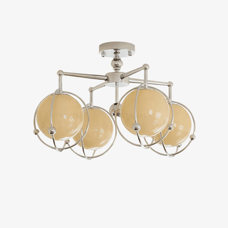 Orb Cage Semi Ceiling Lamp-Neutral Decor