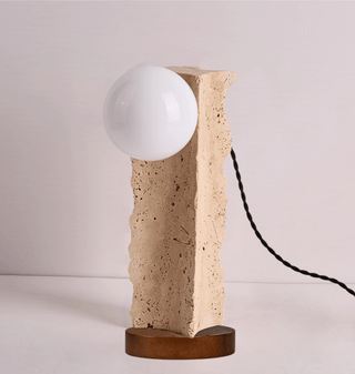 Terra Travertine Orb Table Lamp-Neutral Decor