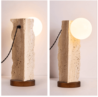 Terra Travertine Orb Table Lamp-Neutral Decor