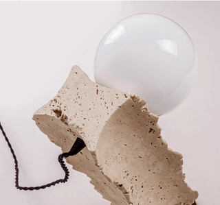 Terra Travertine Orb Table Lamp-Neutral Decor