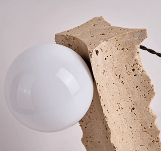 Terra Travertine Orb Table Lamp-Neutral Decor