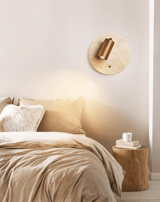 Travertine Spot Wall Sconce-Neutral Decor