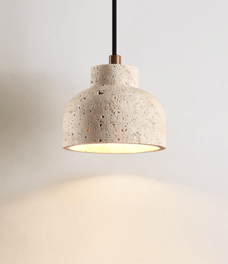 Travertine Bell Pendant Lamp-Neutral Decor
