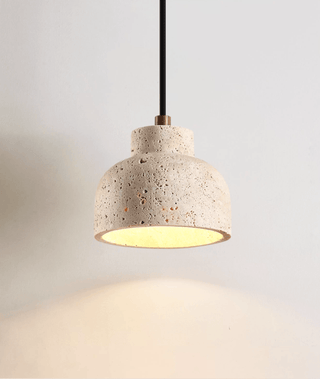 Travertine Bell Pendant Lamp-Neutral Decor