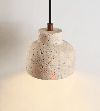 Travertine Bell Pendant Lamp-Neutral Decor