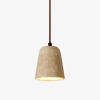 Earthy Travertine Cone Pendant Light-Neutral Decor