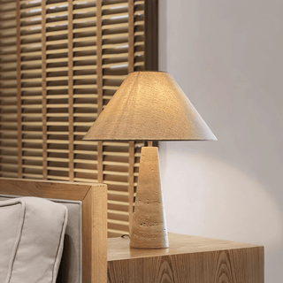Travertine Column Table Lamp-Neutral Decor