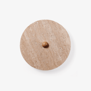 Round Travertine Disk Wall Lamp-Neutral Decor