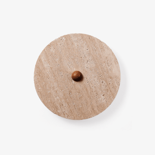 Round Travertine Disk Wall Lamp-Neutral Decor