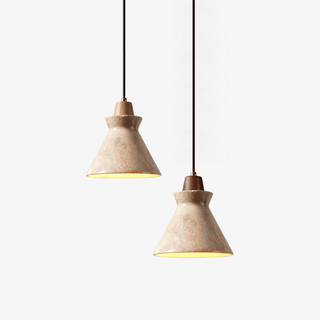 Ember Travertine Cone Pendant Lamp-Neutral Decor