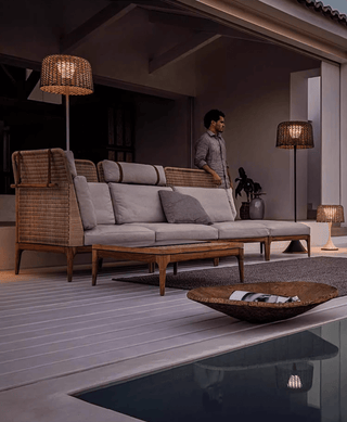 Callum Woven Solar Floor Lamp-Neutral Decor
