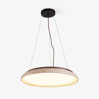 Lunar Disc Travertine Pendant Lamp-Neutral Decor