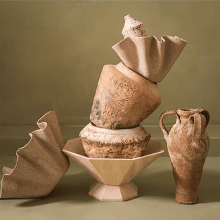 Facet Pedestal Bowl Storage Tray-Neutral Decor