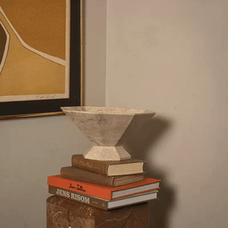 Facet Pedestal Bowl Storage Tray-Neutral Decor