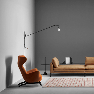 Black Long Arm Wall Lamp-Neutral Decor